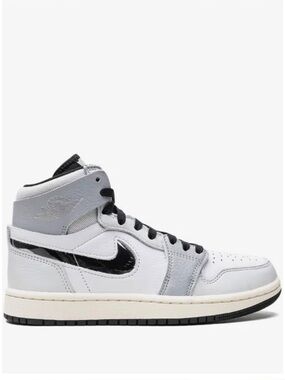 Jordan High-Top Sneakers in White, Gray & Black